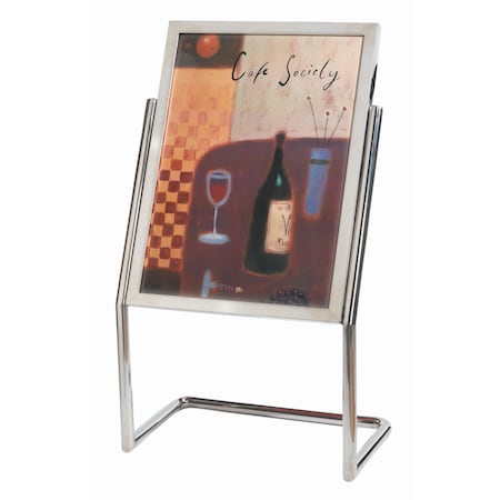 Aarco Menu Poster Holder, Display Menus, Posters Art Work, Chrome, 48''Hx25''W Frame Size ID 30''Hx22''W P-15C
