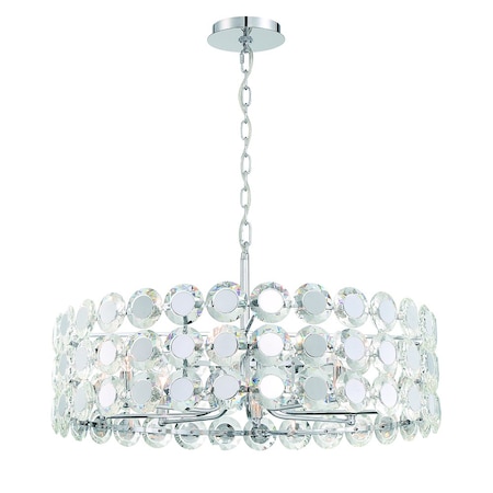 Eurofase Perrene Modern Incadescent Indoor Chandelier, 8-Light, Drum, Dimmable, Chrome 44286-019