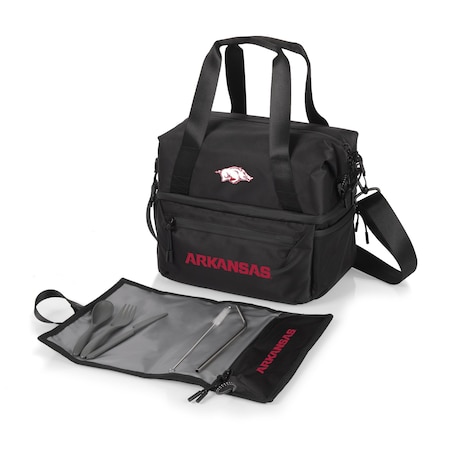 Picnic Time Family Of Brands NCAA Arkansas Razorbacks Tarana Lunch Bag Cooler with Utensils made from Recycled Material 515-01-179-034-0