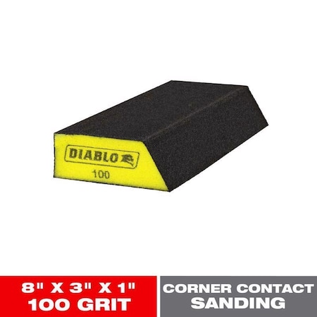 Diablo 8in. x 3in. x 1in. 100-Grit Extended Corner Contact Spanding Sponge DFBANGBFIN01G