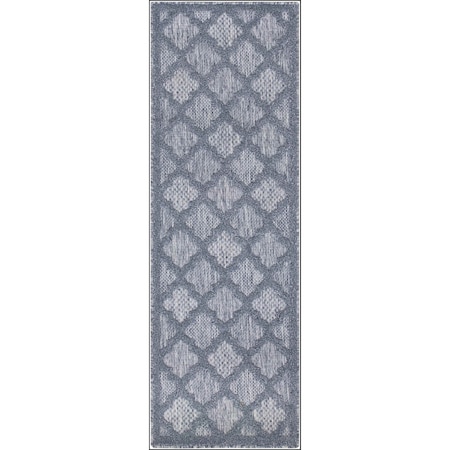 Homeroots 6' Denim Blue And Ivory Geometric Indoor Outdoor Area Rug 556289