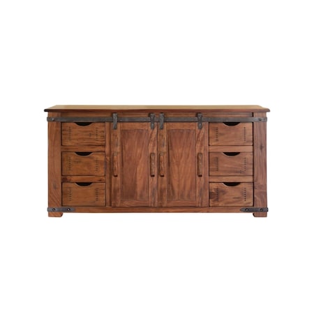 Homeroots 60" Brown Solid Wood Enclosed Storage Distressed TV Stand 528727