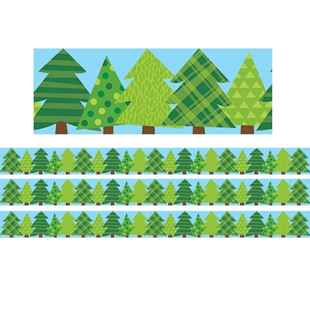 Creative Teaching Press Woodland Friends Patterned Pine Trees EZ Border, 48 Feet Per Pack, 3PK 10523