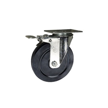 Service Caster 5 Inch Soft Rubber Wheel Swivel Top Plate Caster with Total Lock Brake SCC SCC-TTL20S514-SRS