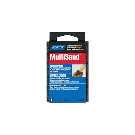 Norton MultiSand Sanding Sponge, 4 in L, 2-3/4 in W, Coarse, Medium Gray 7660749503