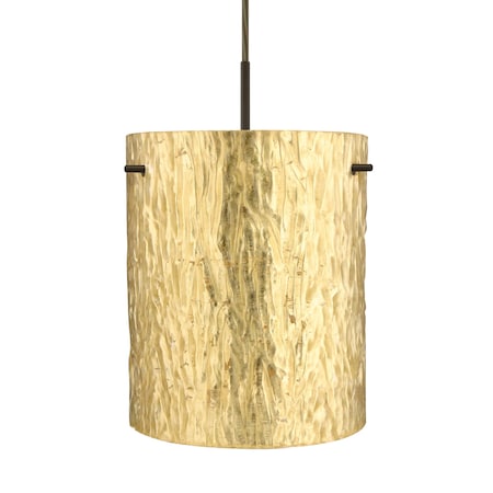 Besa Lighting Besa Tamburo 8 Pendant, Stone Gold Foil, Bronze Finish, 1x 100W MAX E26 Base 1JT-4006GS-BR