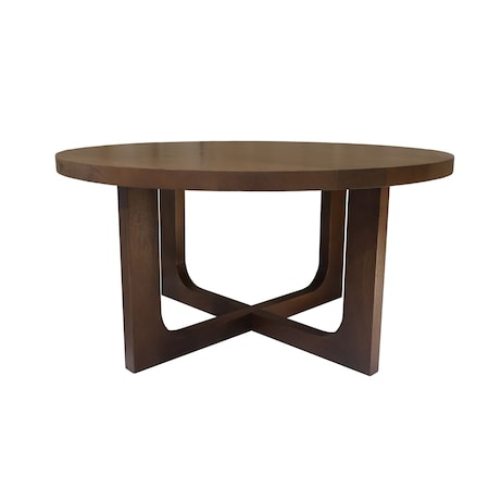 Homeroots 36" Brown Solid Wood Round Cross Legs Coffee Table 606250
