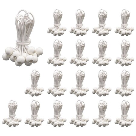 Mytee Products 500 Pcs 11in White Ball Bungee Cords for Tarp Tie Down - 5 MM Thick, 20PK BUNGEE-BALL11-WHITEx20