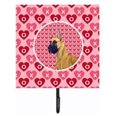 Carolines Treasures 4.25 x 7 in. Great Dane Valentines Love and Hearts Leash Or Key Holder LH9130SH4