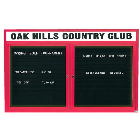 Aarco Illuminated Outdoor Enclosed Directory w/ Al Frame Header, Powder Coated Red, 36''Hx60''W OADC3660HIR