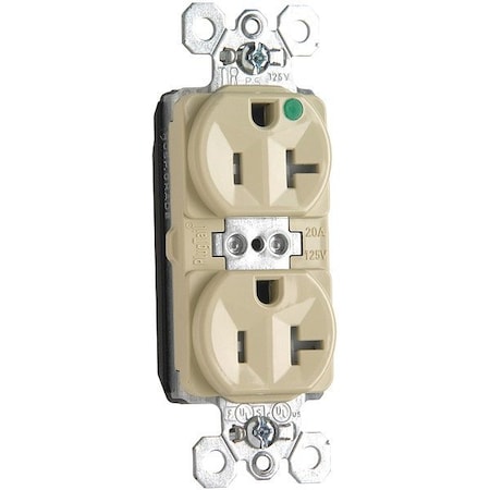 Pass & Seymour Straight Blade Receptacle, 5-20R, 20 A, 125V AC, 2 Pole, 3 Wire, Recessed Mount, Grounded PTTR8300I