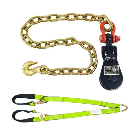 Mytee Products 2 Ton Snatch Block w/ Chain Anchor & 2inx4ft V-Bridle Strap w/ Snap Hooks SB3CA-VS248-KIT