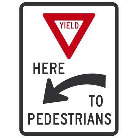 Lyle Yield Here to Pedestrians (Left Arrow), 18x24, High Intensity Prismatic, White G-10813-HI_18x24