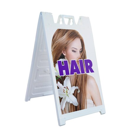 Signmission Hair, A-Frame & 2 Decals Installed, Heavy-Duty Plastic Frame SBHD-D-2436-Hair