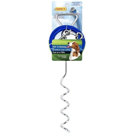 Ruffin It Stake And Cable Dog Tie-Out 29515