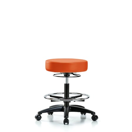 Blue Ridge Ergonomics Bench Stool, Med, Vinyl, CF, Casters, Orange BR-VMBSO-RG-CF-RC-8613