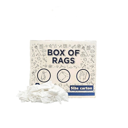 Supremeplus New White Knit T-Shirt Cleaning Rags, 5 lbs. Box SP-9299