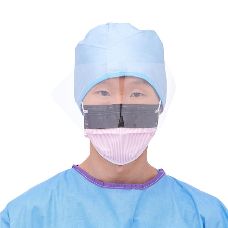 Medline ASTM Level 3 Procedure Face Mask w Eye Shield and Ear Loops, Anti-Fog Foam, 25PK NON27710ELZ