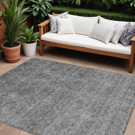 Homeroots 9' X 12' Gray And Charcoal Floral Washable Indoor Outdoor Area Rug 605727