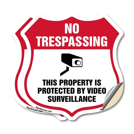 Signmission No Trespassing Shield Sign This Property, 12 inch X 12 inch, Vinyl Decal, 2PK SHI-D-2PACK-12-424