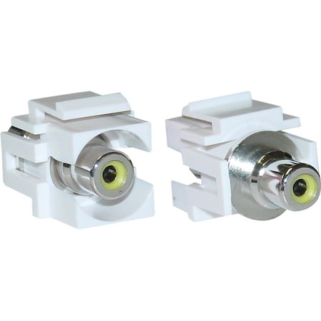 Cable Wholesale Keystone Insert, White, Recessed RCA Female Coupler (Yellow RCA) 324-220WY