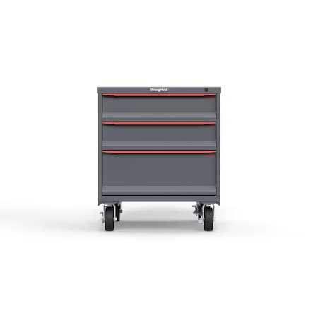 Strong Hold 3 drawer cabinet - (2x 6in, 1x 10in) - Red accents - Keyed Different S3036-PCDAS-0302DS