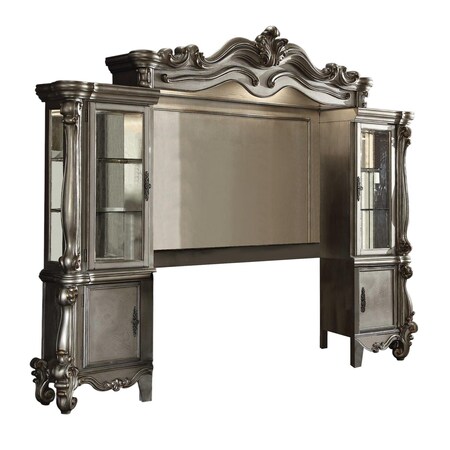 Homeroots 118in Platinum Solid Wood Floating Mount Entertainment Center 348662