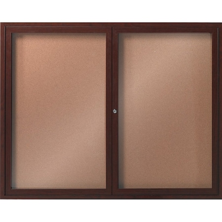 Aarco Enclosed Natural Pebble Grain Cork Bulletin Board w/ Walnut Wood Look Finish Al Frame, 36''Hx48''W DCCWW3648R
