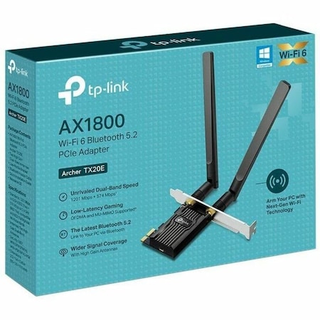 Tp-Link AX1800 DUAL BAND WI-FI 6 BLUETOOTH 5.2 PCI EXPRESS ADAPTER ARCHER TX20E