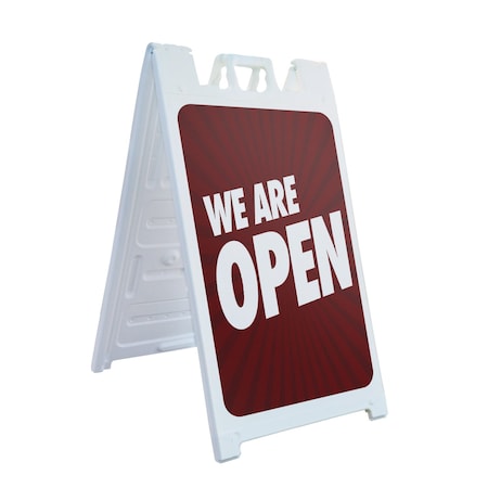 Signmission We Are Open, A-Frame & 2 Sign Inserts, Heavy-Duty Plastic Frame SBHD-C-2436-30431
