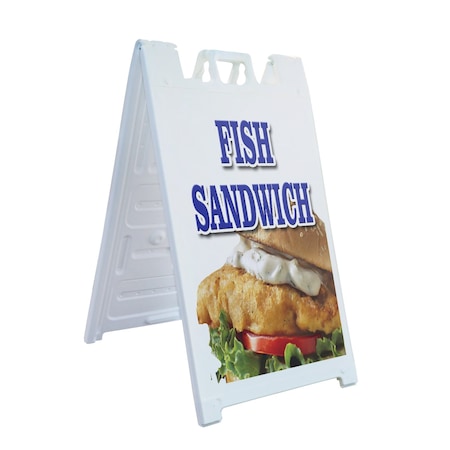 Signmission Fish Sandwich, A-Frame & 2 Decals Installed, Heavy-Duty Plastic Frame SBHD-D-2436-Fish Sandwich