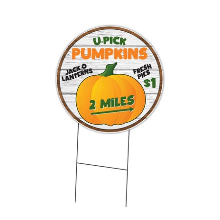 Signmission Market U Pick Pumpkins Double Sided Corrugated Plastic Circle Yard, 16-CIR-WS- U pick pumpkins C-16-CIR-DS-WS- U pick pumpkins