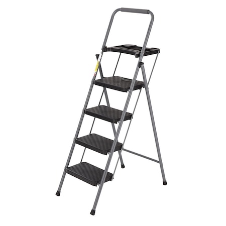 Wrightmaster 4.9 ft. Metal Step Ladder (9 ft. Reach) with Tool Tray and Non-Marring Feet, 330 lb. Load Capacity ZROP422600