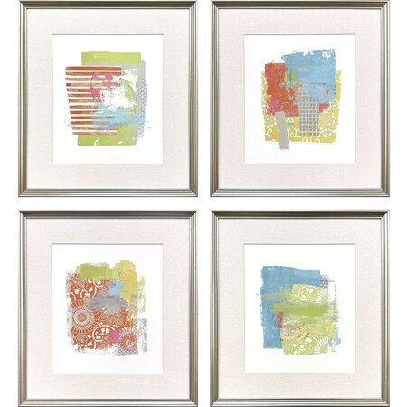 Homeroots Set Of Four Modern Abstract Silver Framed Wall Art, 4PK 606706