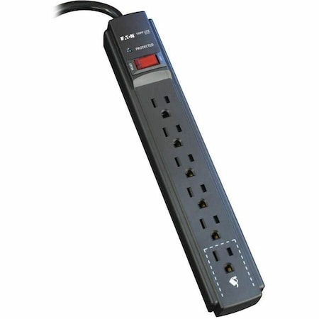 Tripp Lite Outlet Strip, Surge, 6 5-15R, 5-15P, 6 ft., Black TLP606B