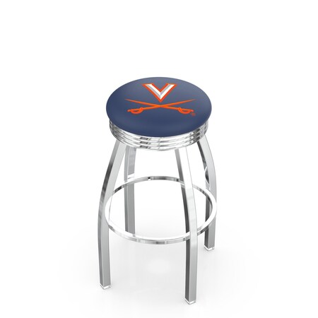 Holland Bar Stool Co 25" Chrome Virginia Swivel Bar Stool, Accent Ring L8C3C25Vrgnia