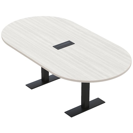 Skutchi Designs 6 Person Conference Table With Power Unit | 6' Racetrack Table | Harmony Series HAR-RAC-48X72-T.BK-WA7976-EBLK