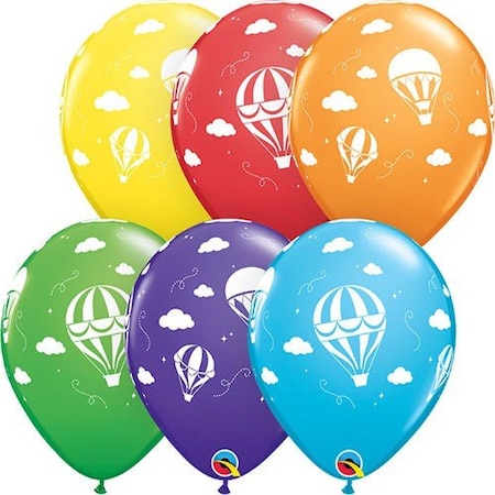 Loonballoon Baby-Shower Balloons, 11 inch HOT AIR BALLOONS - BRIGHT RAINBOW ASSORTMENT 6 pcs LOON-LAB-85841-Q