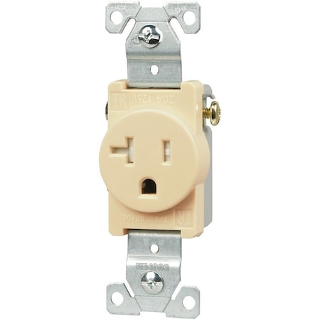 Eaton Wiring Devices Straight Blade Receptacle, 5-20R, 20 A, 125V AC, 2 Pole, 3 Wire, Flush Mount, Grounded TR1877V-BXSP