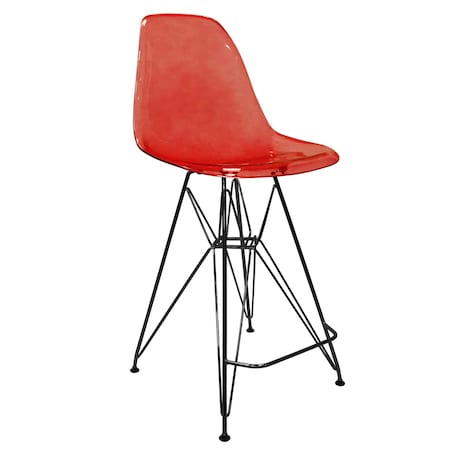 Leisuremod Cresco Acrylic Barstool - Modern ABS Plastic Counter Stool with Steel Legs & Footrest CRBL-30TR