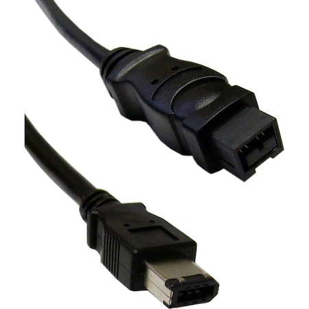 Cable Wholesale Firewire 400 9 Pin to 6 Pin Cable, Black, IEEE-1394a, 6 foot 10E3-96006BK