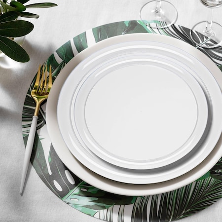 Smarty Had A Party Clear Flat Round Disposable Plastic Dinnerware Value Set, 240PK 830-CL-VP-CASE