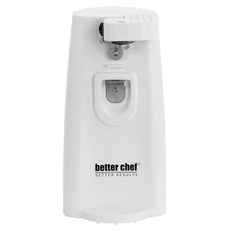 Better Chef Deluxe Electric Can Opener with Built in Knife Sharpener and Bottle Opener in White IM-838W
