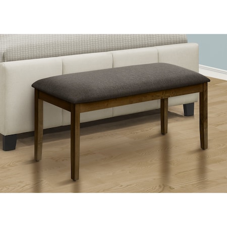 Monarch Specialties Bench, 44'' Rectangular, Upholstered, Wood, Entryway, Brown Solid Wood, Brown Fabric, Transitional I 1397