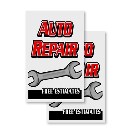 Signmission Auto Repair Free Estimates, Vinyl Decals Only 24 Inch x 36 Inch, Vinyl Decal, 2PK DSB-2436-2PACK-AutoRepairFreeEstimates