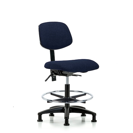 Blue Ridge Ergonomics Chair, Fabric, Med Bench, CF Glides, Nav, No Arms, 22" to 29" Height, Dark Blue BR-FMBCH-RG-T0-A0-CF-RG-F45