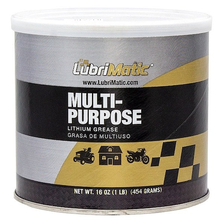 Lubrimatic Multipurpose Grease, 1 lb, Can, Mineral Base, 608 Degrees F Max Op Temp, Black LUBR11316