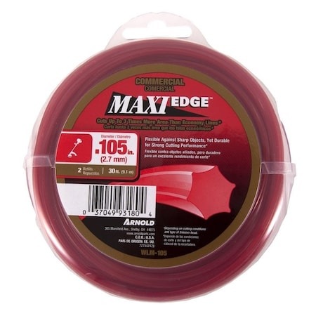 Arnold Maxi Edge Trimmer Line, 0105 in Dia, 30 ft L, Polymer, Red WLM-105