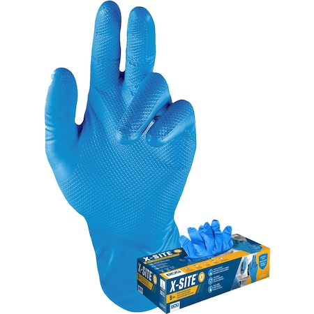 Bdg 99-1-6200B, Disposable Gloves, 8 mil Palm, Nitrile, Powder-Free, 3XL (12), 50 PK, Blue 99-1-6200B-X3L