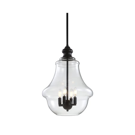Jonathan Y Adam 16" Adjustable Metal/Glass LED Pendant, Oil Rubbed Bronze JYL9046A